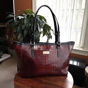 BRAHMIN Asher Croc Embossed Tote Brown and Black 🛍️